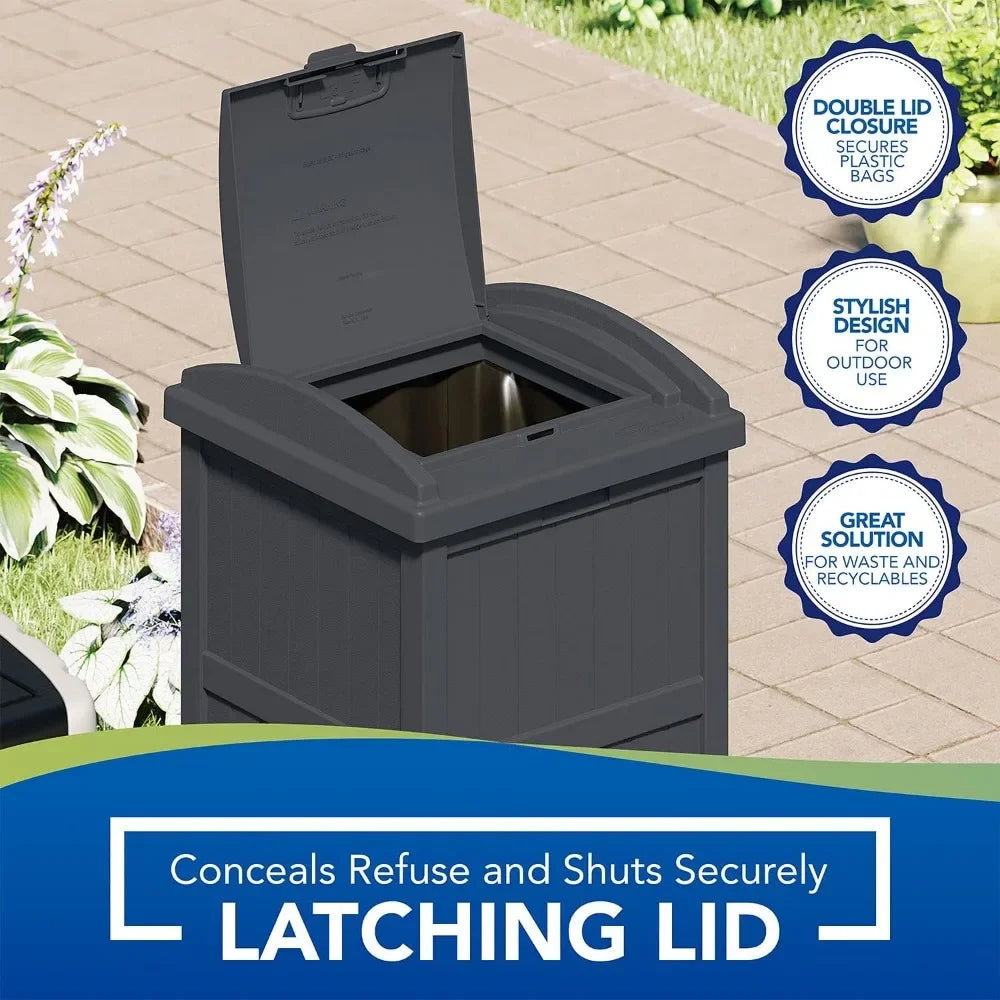 Outdoor Waste Bin Hideaway Container With Latching Lid