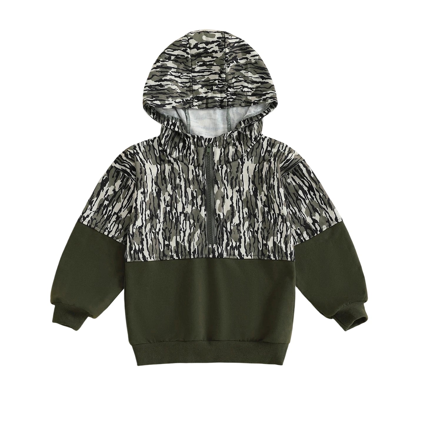 CN Guangdong Camouflage Half Zip Hooded Sweatshirt For Kids