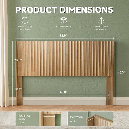 Hign-concerned Wood Headboard Modern Farmhouse Wall Mounted