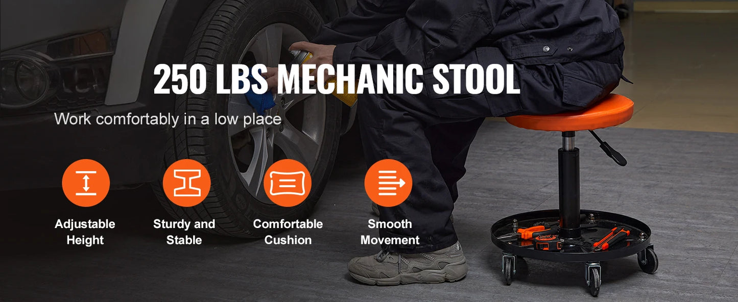 SucceBuy Mechanic Stool Padded Rolling Pneumatic Creeper For Garage Repair