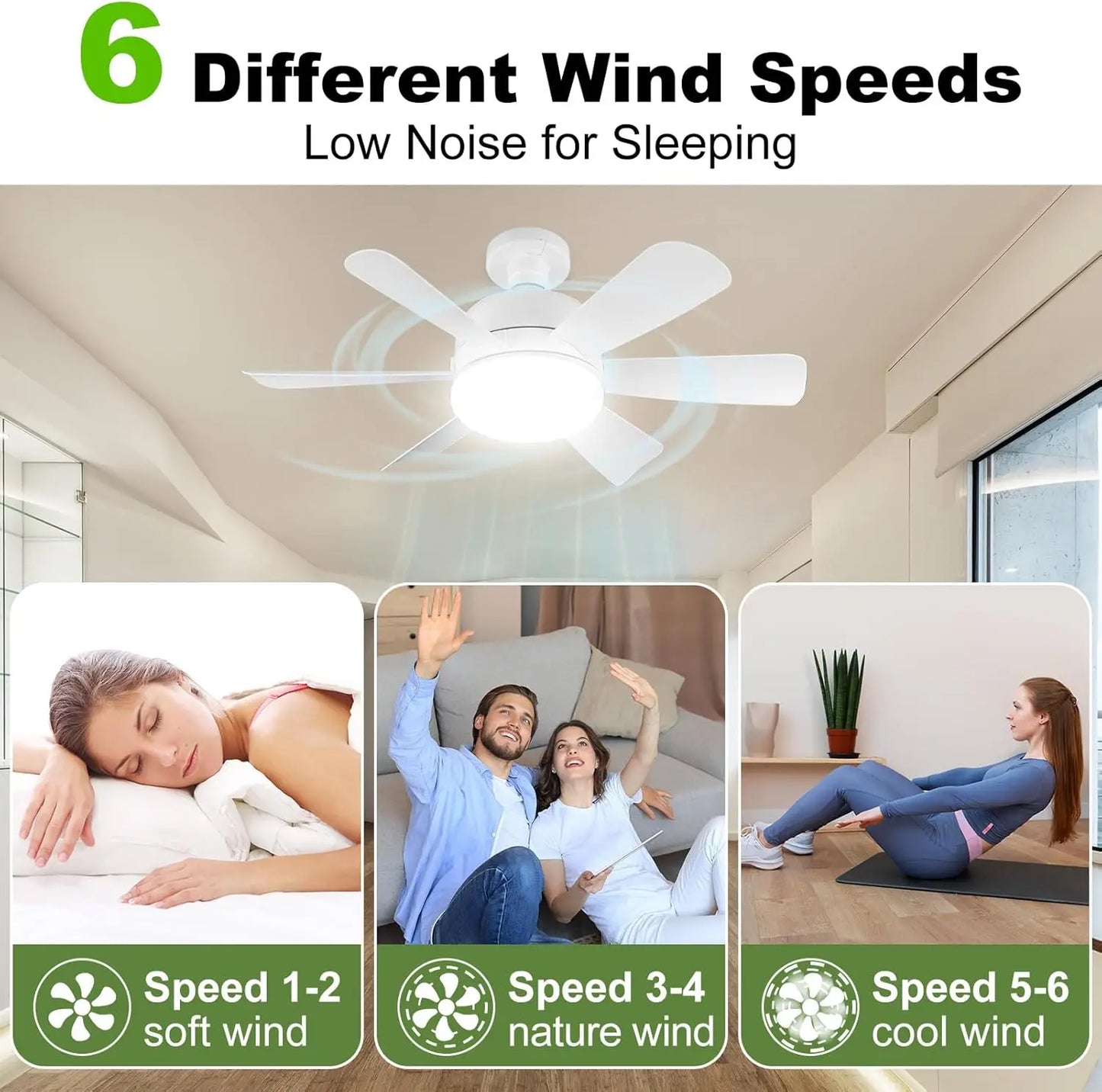 Mexllex LED Ceiling Fan Light With Remote E26 Socket