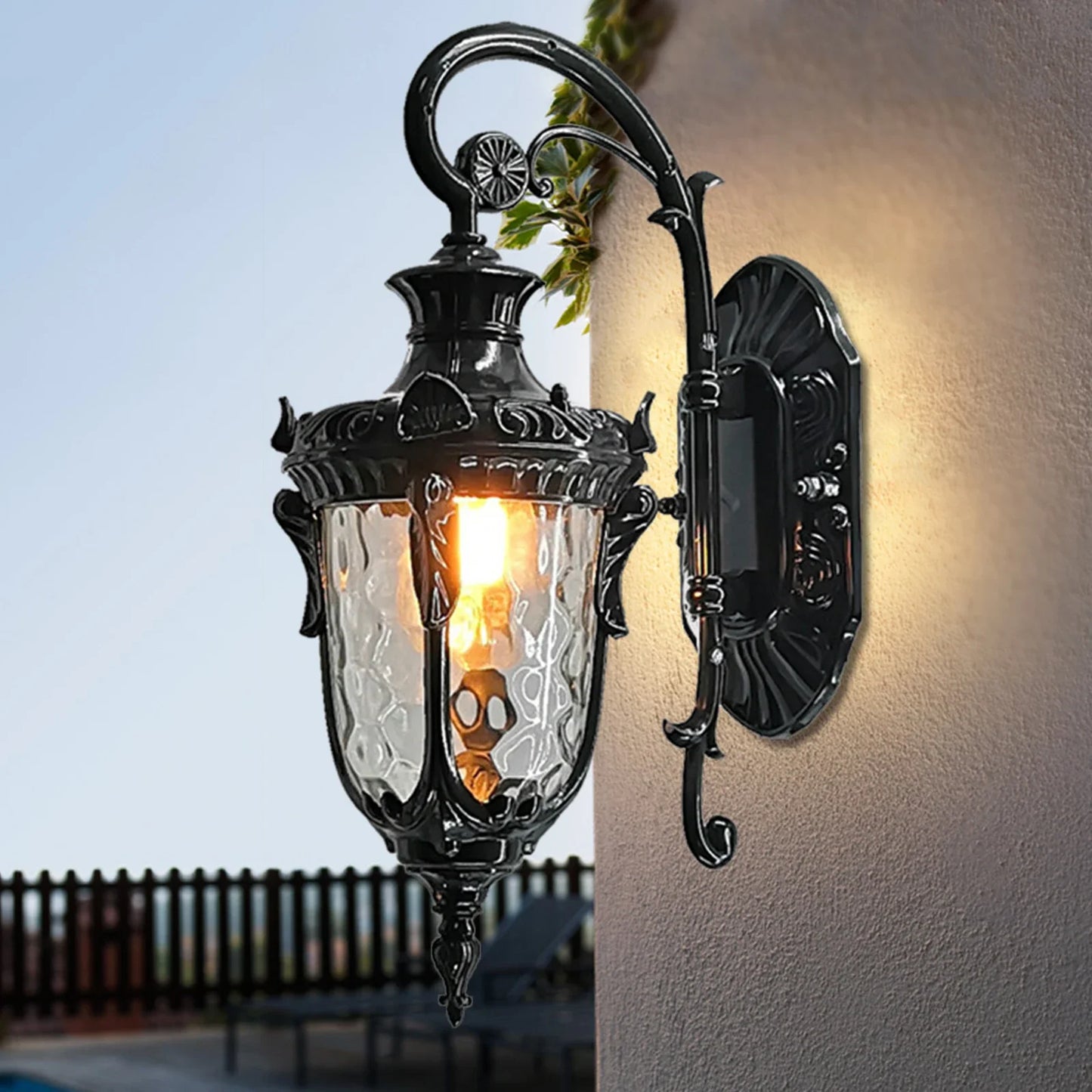 Bymaocar Outdoor Wall Light Fixture Waterfall Glass Shade