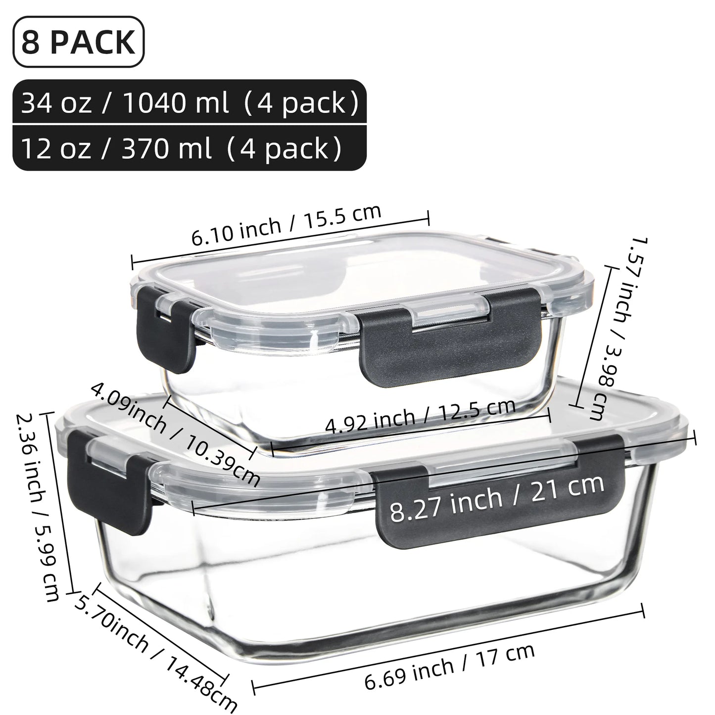 Borosilicate Glass Food Containers Leakproof Lock Lid