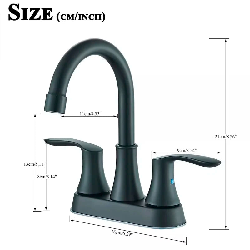 Suguword Center Set Bathroom Faucet Dual Handle Hot Cold