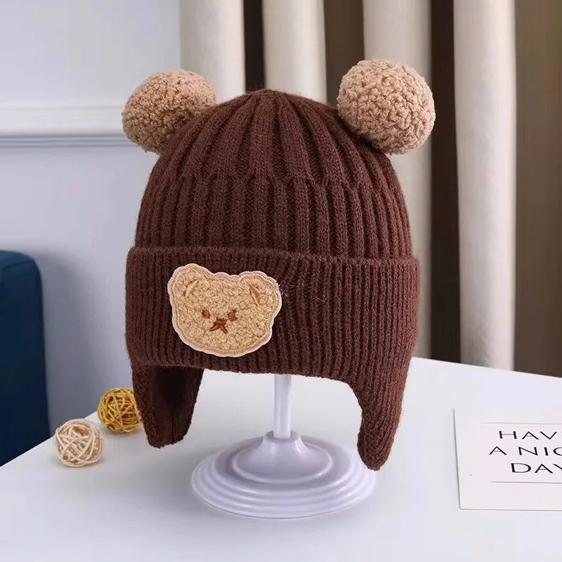Baby Bear Ear Protection Winter Knit Hat Unisex