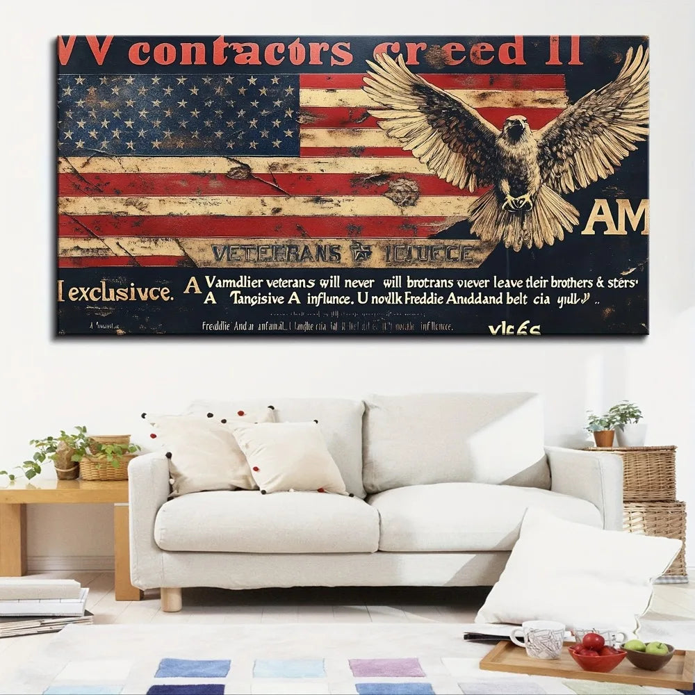 Hign-Concerned Patriotic Pine Frame American Flag Wall Decor