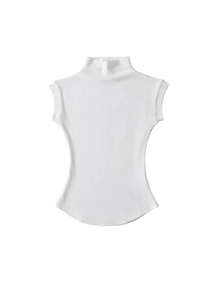TodoBlackcn Womens Turtleneck Sleeveless Top Casual Tees
