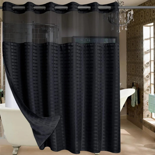 Checkblack Extra Wide Shower Curtain With Snap In Liner
