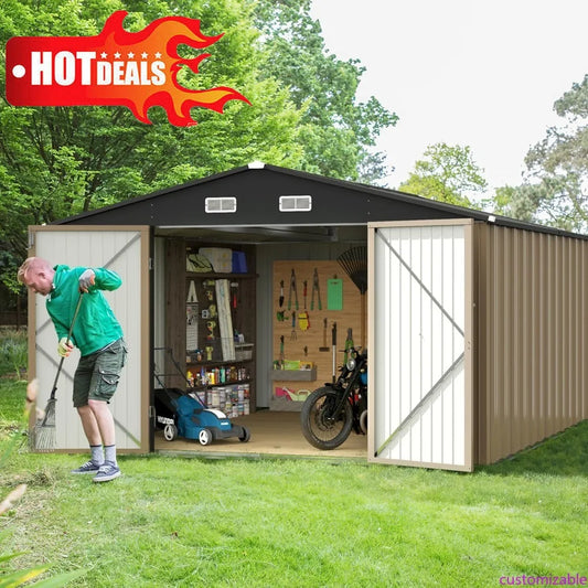 XMSJ Large Metal Outdoor Storage Shed For Garden And Tools