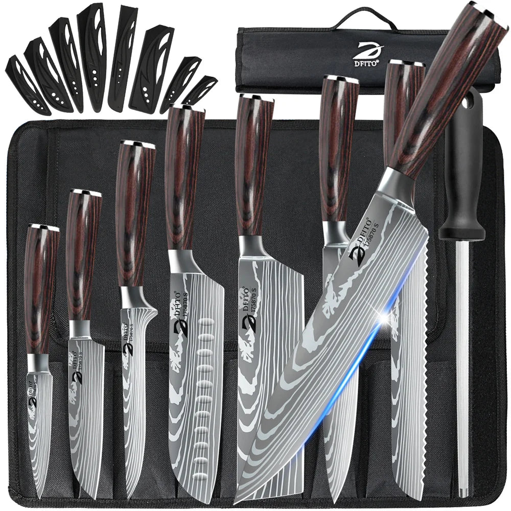 MDHAND Damascus Stainless Steel Kitchen Knife Set Pro