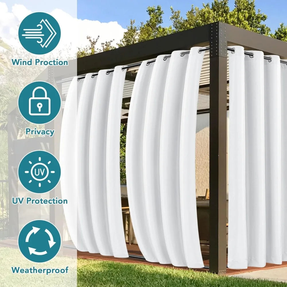 XMSJ Outdoor Curtains Patio Weatherproof Privacy Windproof