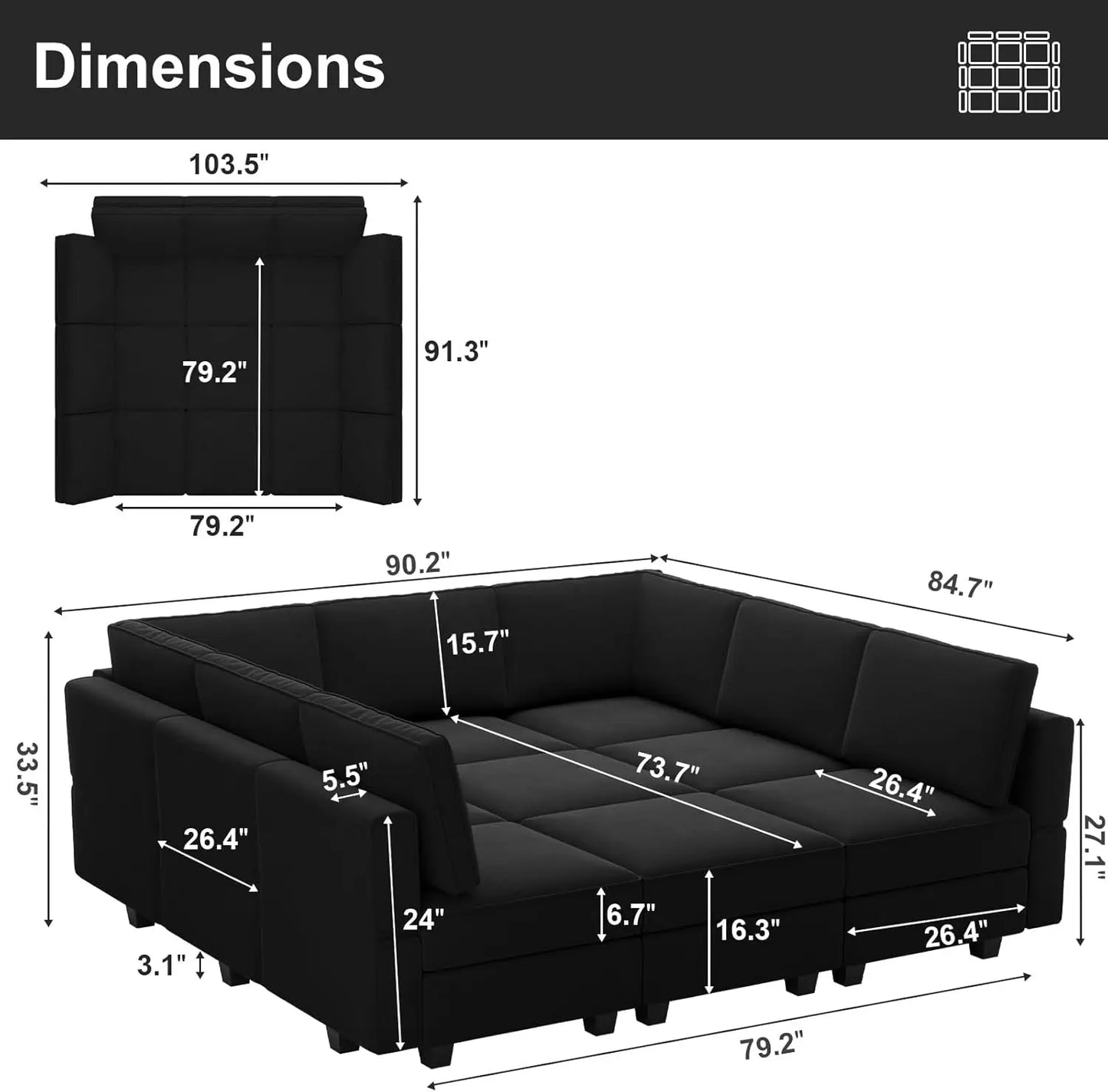 Modular Velvet Sectional Sofa With Ottomans Sleeper Chaise Storage