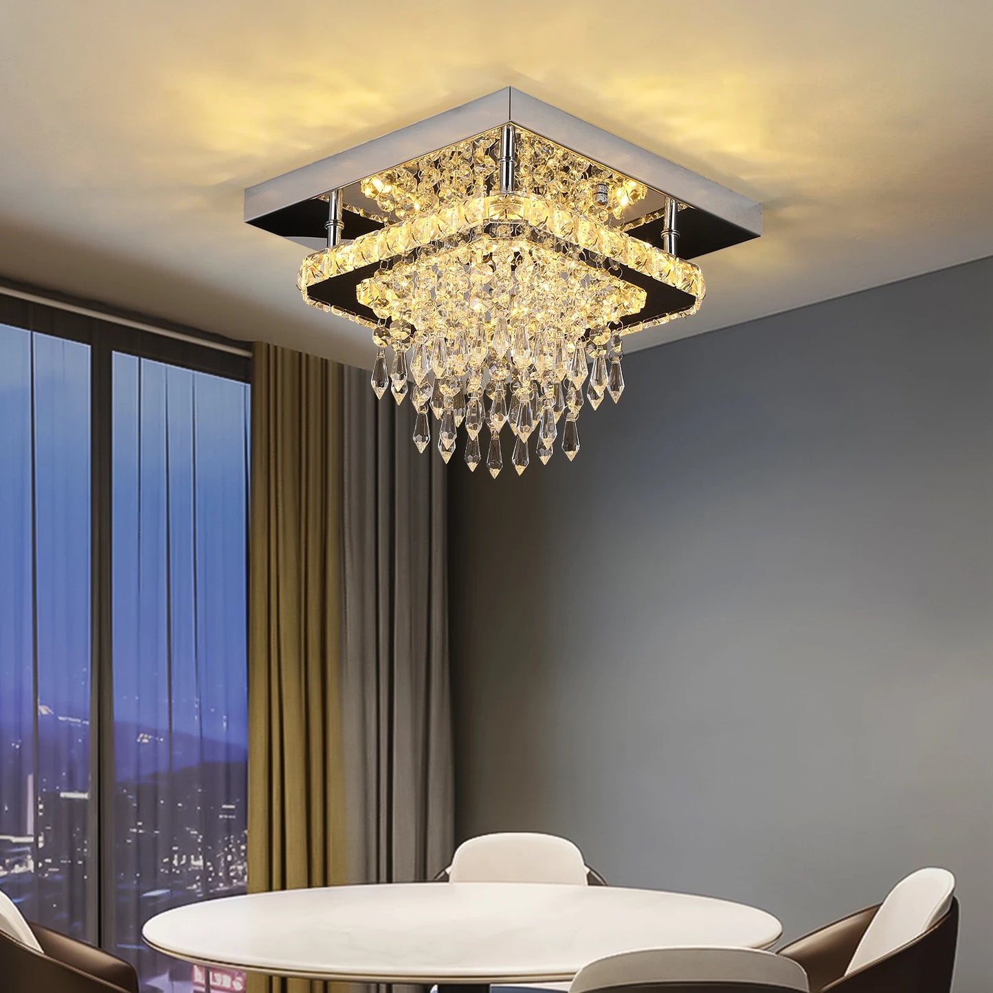 VETRULUS Modern K9 LED Crystal Ceiling Lamp Chandelier Pendant Smart