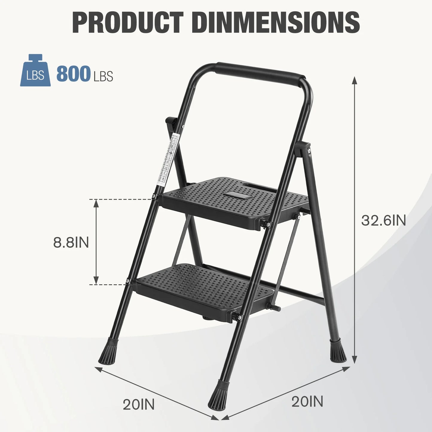 JHK Folding Step Ladder Stool With Anti Slip 800 Lbs