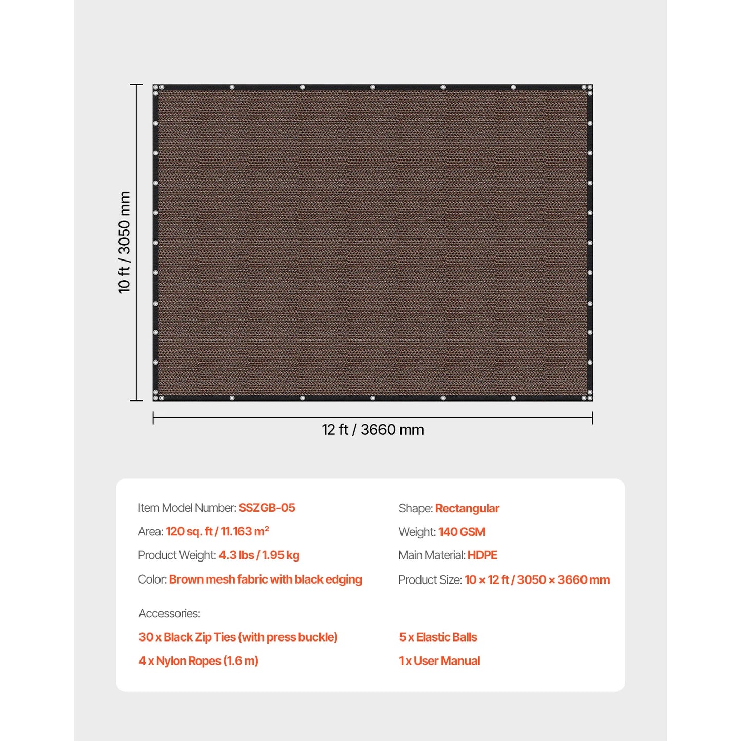 SucceBuy 90 Percent Sun Shade Cloth HDPE Canopy For Outdoors