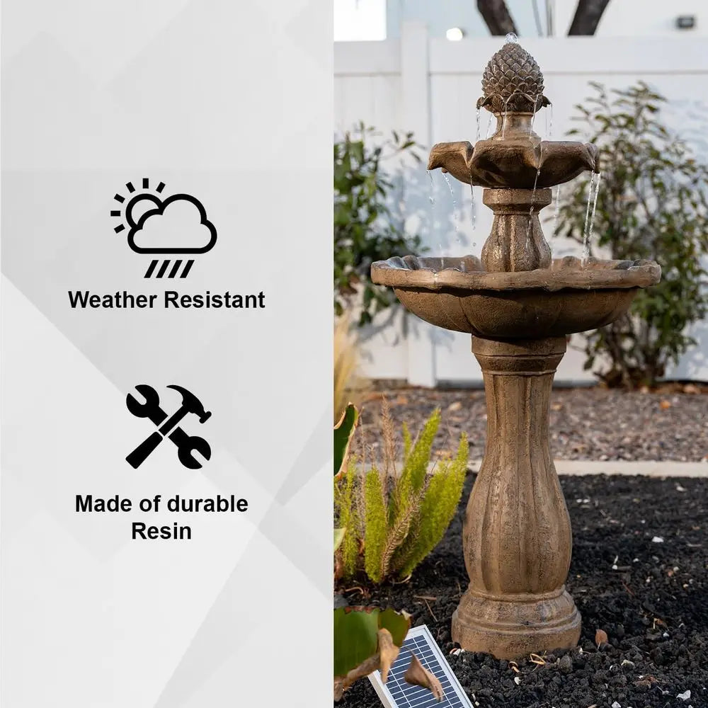 Two Tier Outdoor Water Fountain With Auto Shut Off Pump
