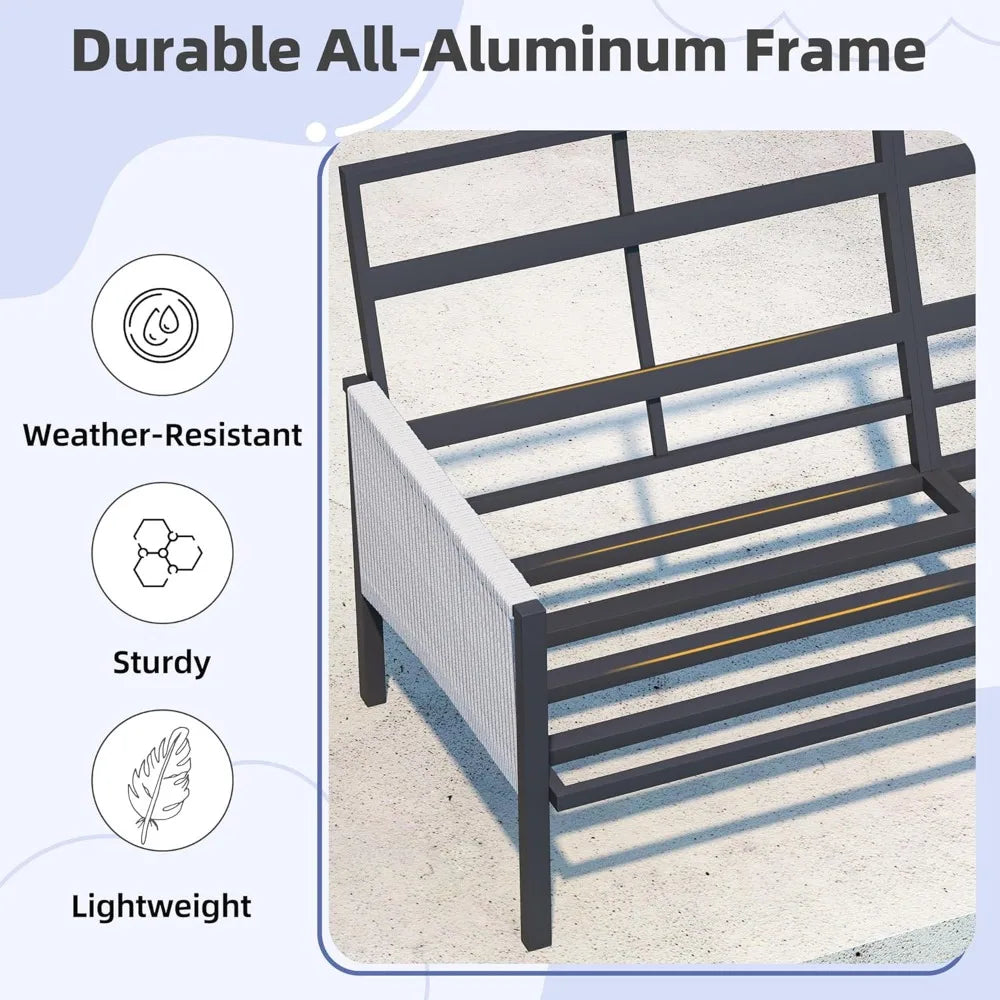 Angduo Aluminum Outdoor Furniture Set High Back Sectional