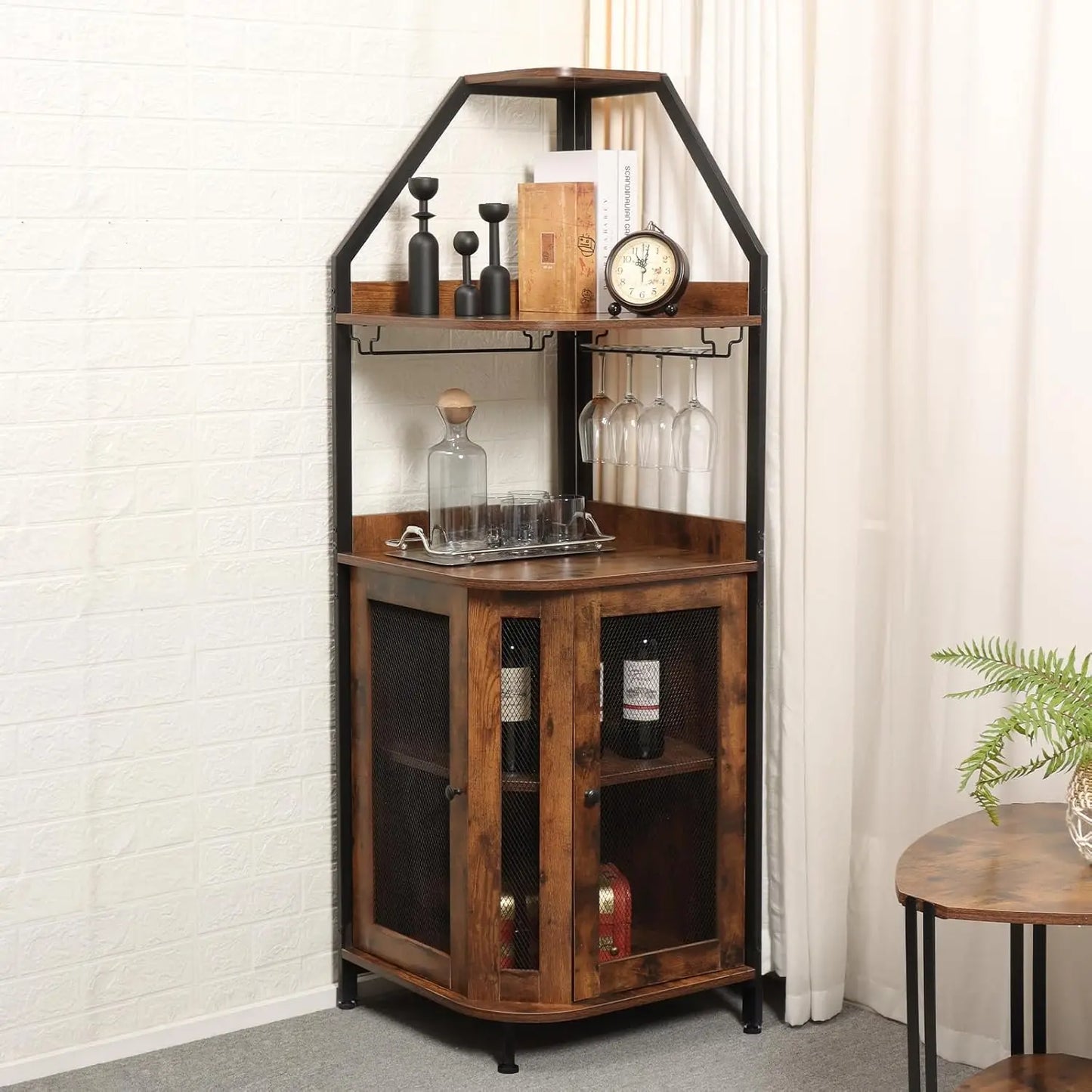 XMSJHignconcerned Corner Bar Cabinet 5 Tier Wine Storage