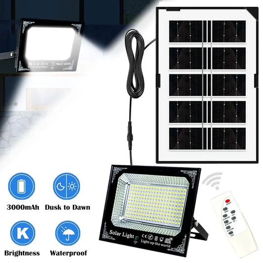 500W Solar LED Floodlight Remote Control IP67 Outdoor Lamp