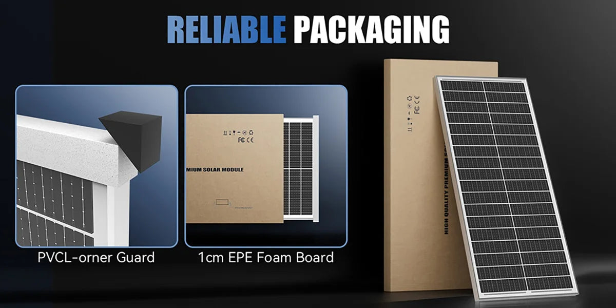 Rvpozwer 100W Mono Solar Panel N-Type Rigid 25 Percent High Efficiency