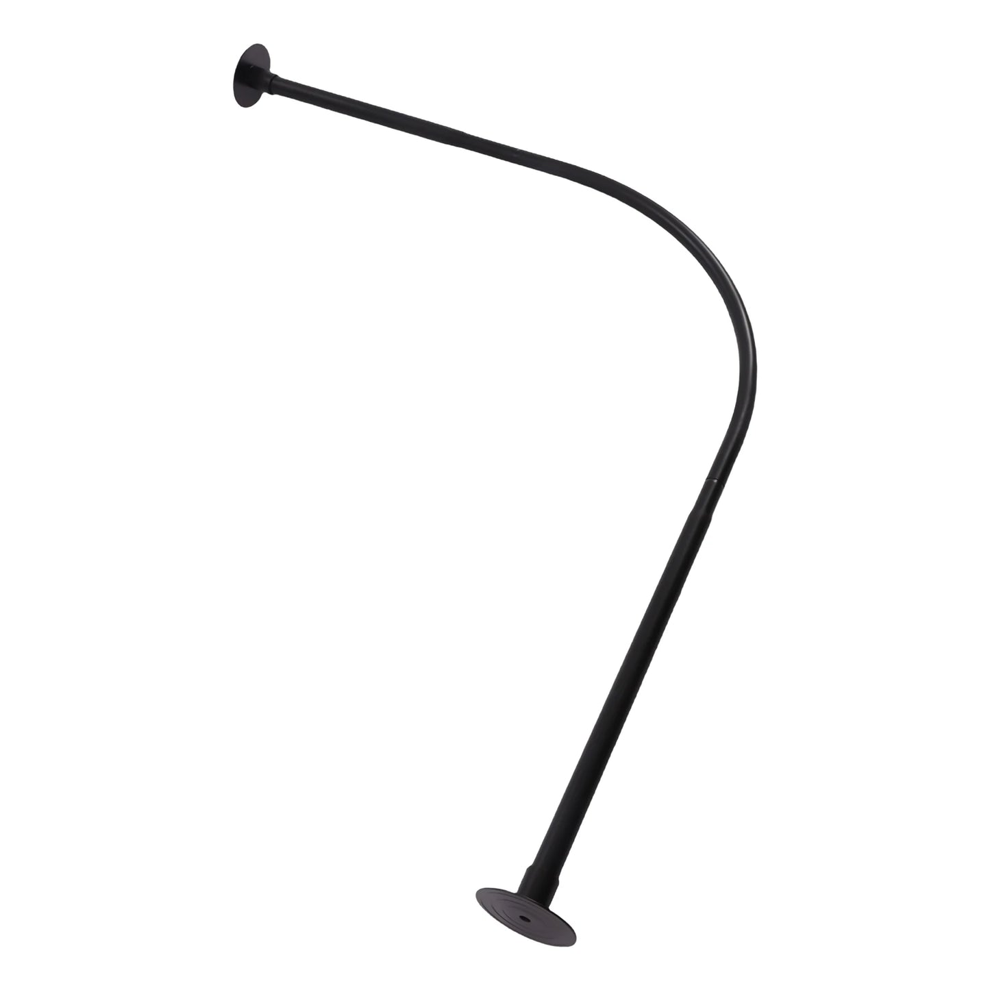 Stainless Steel L Shape Telescopic Shower Curtain Rail No Drilling With Rings