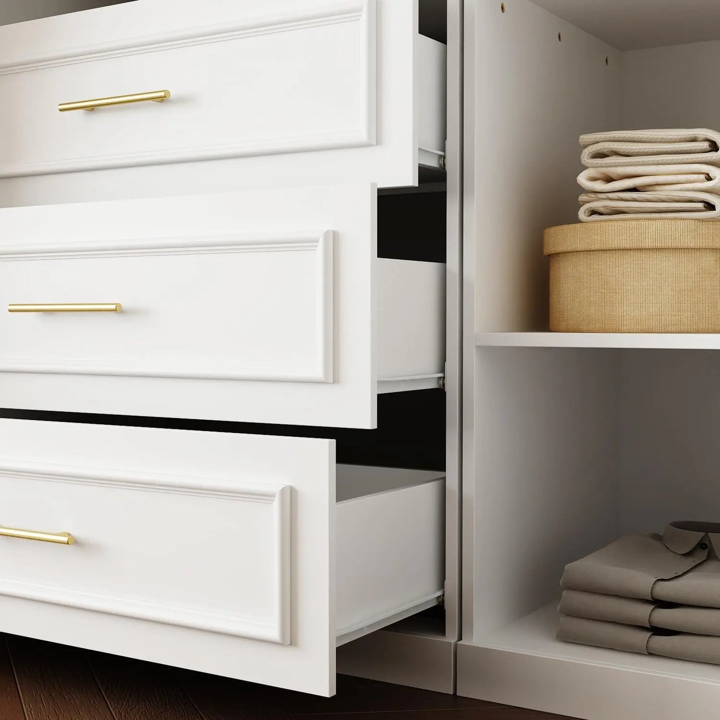 Wardrobe Closet With Doors Modern Armoire Gold Handles