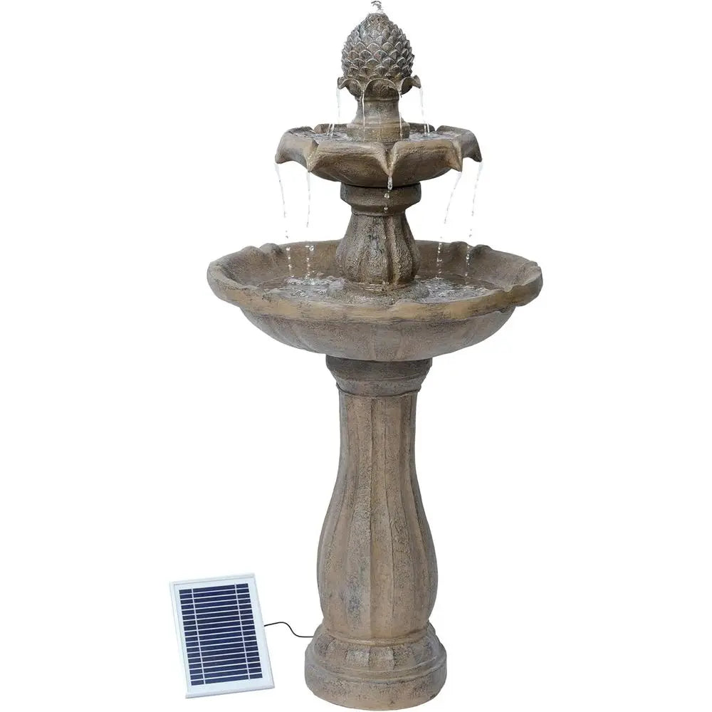 Two Tier Outdoor Water Fountain With Auto Shut Off Pump