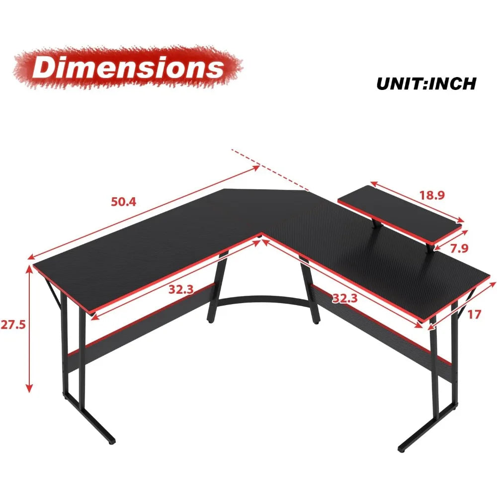 L Shaped Corner Gaming Desk For Home Office And Study