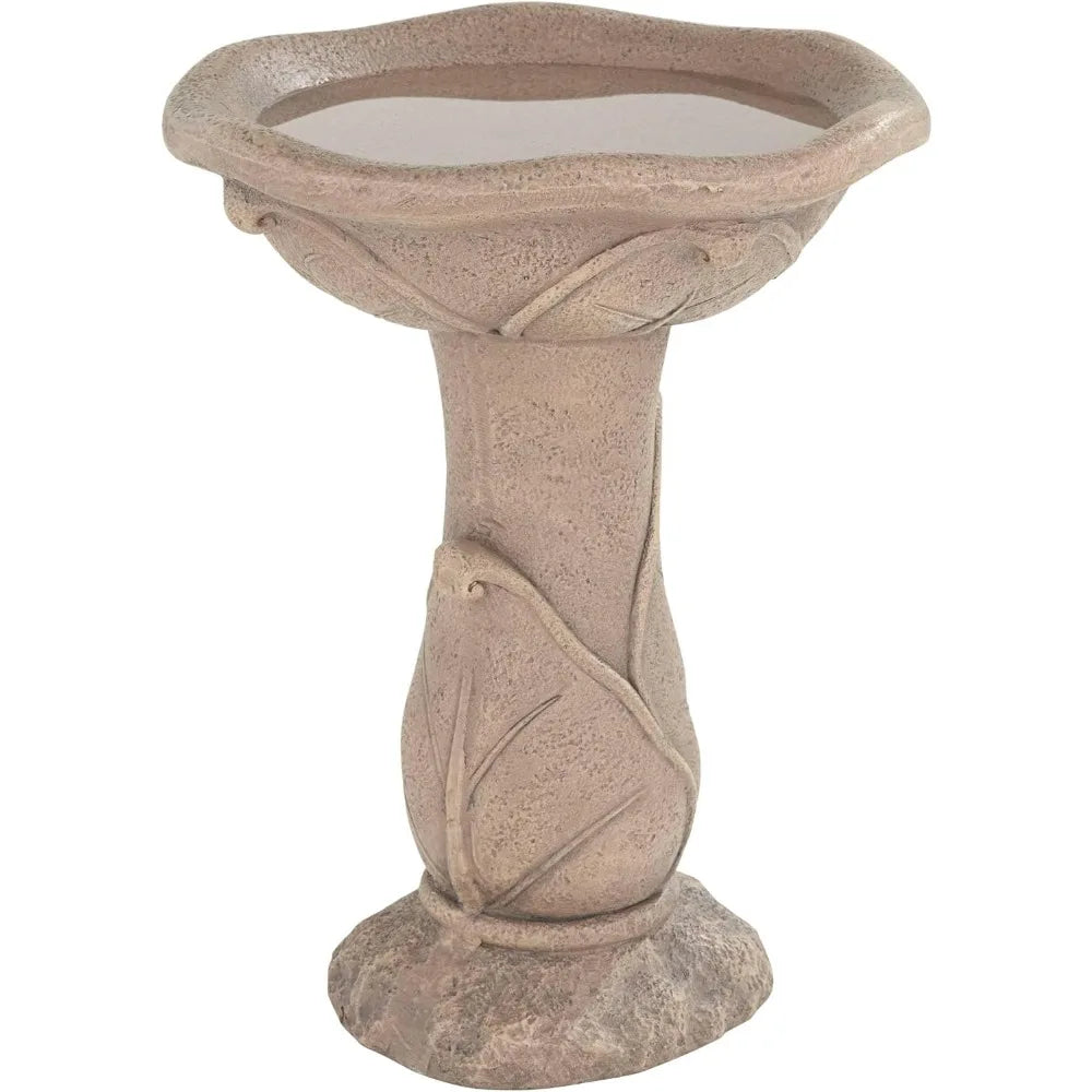 Lamps Plus Water Lily Solar Lighted Cement Floor Fountain Birdbath