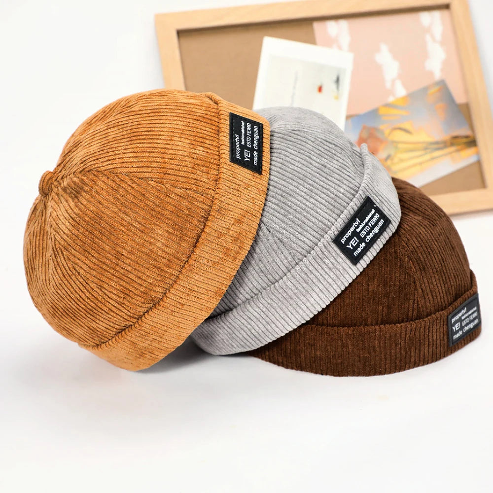 Brimless Skullies Cap Vintage Cotton Beanie for Men