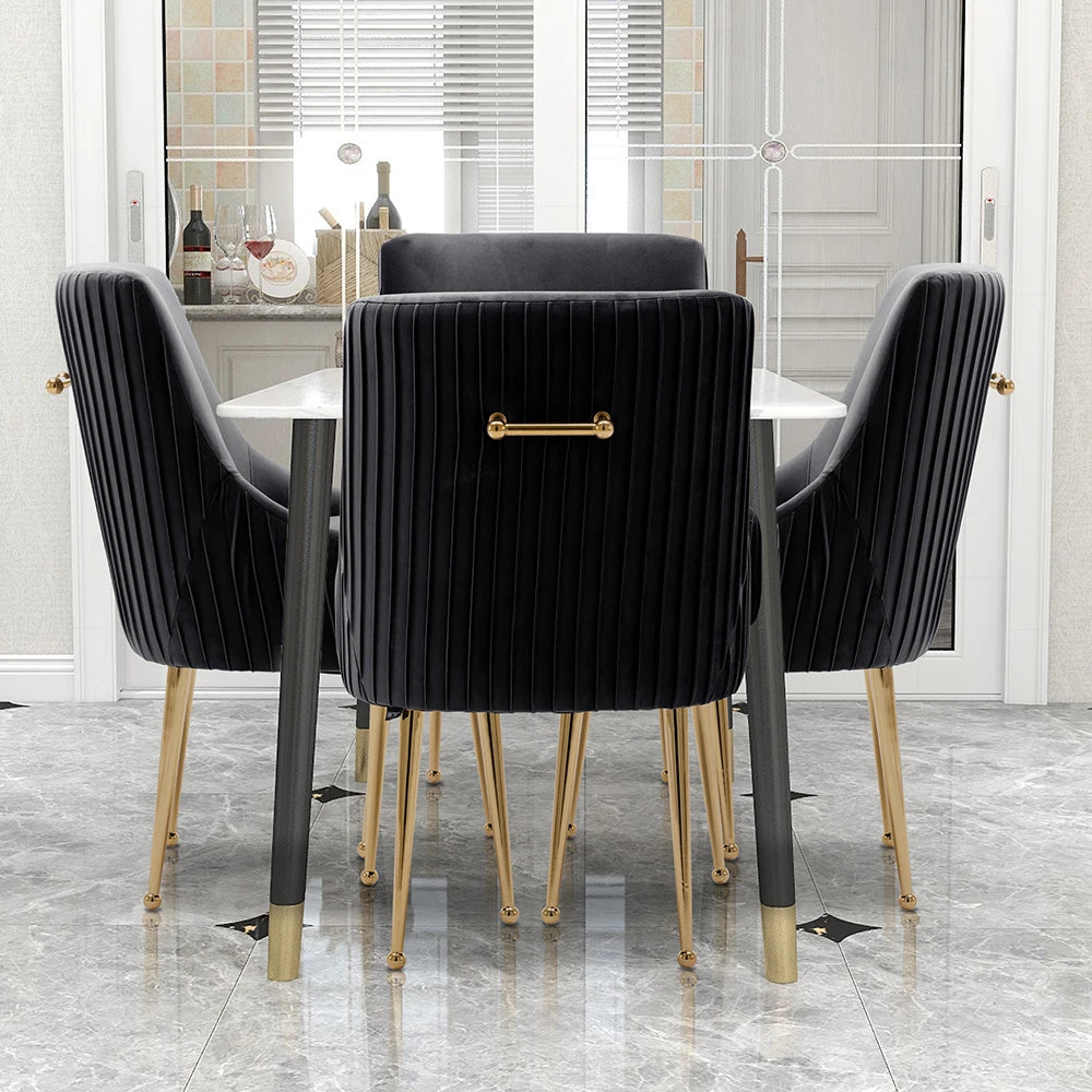 SEYNAR Modern Glam Boucle Velvet Dining Chair Set Of 4 With Rear Handle