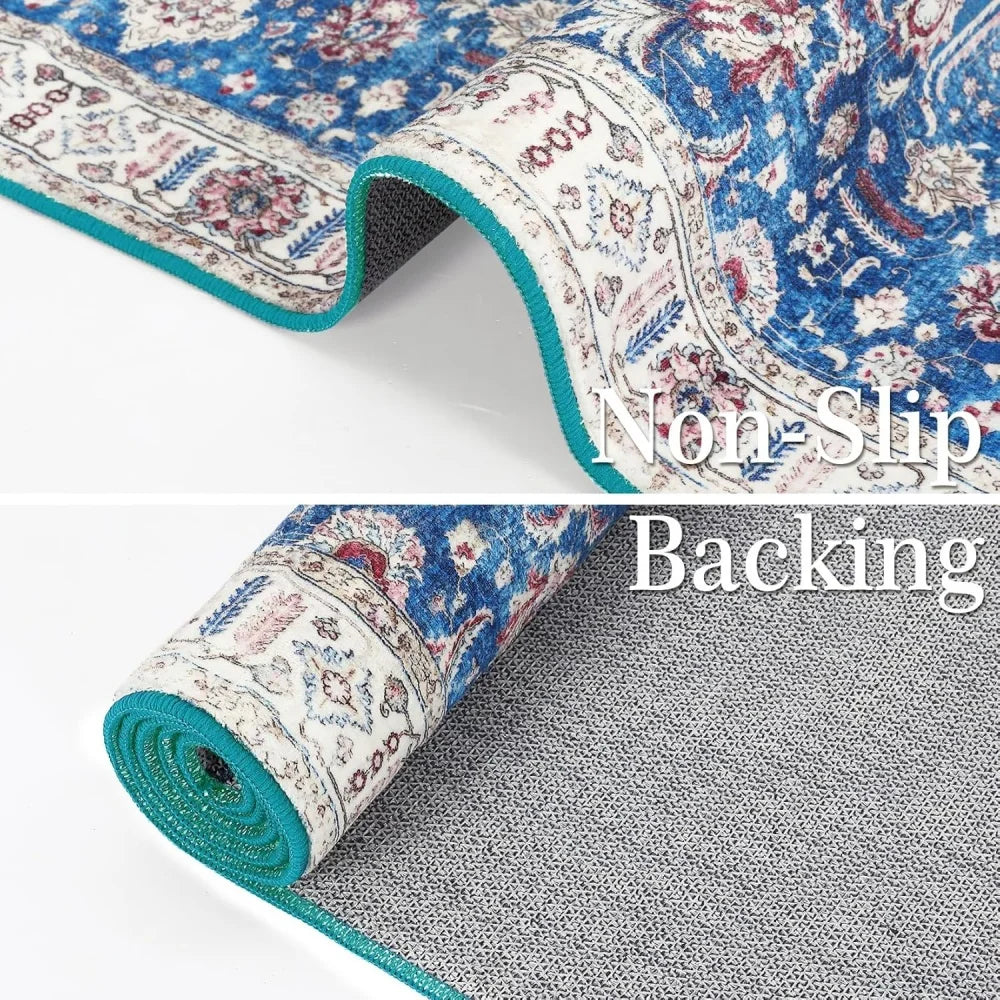 HobbyLane Washable Vintage Area Rug Non Slip Backing