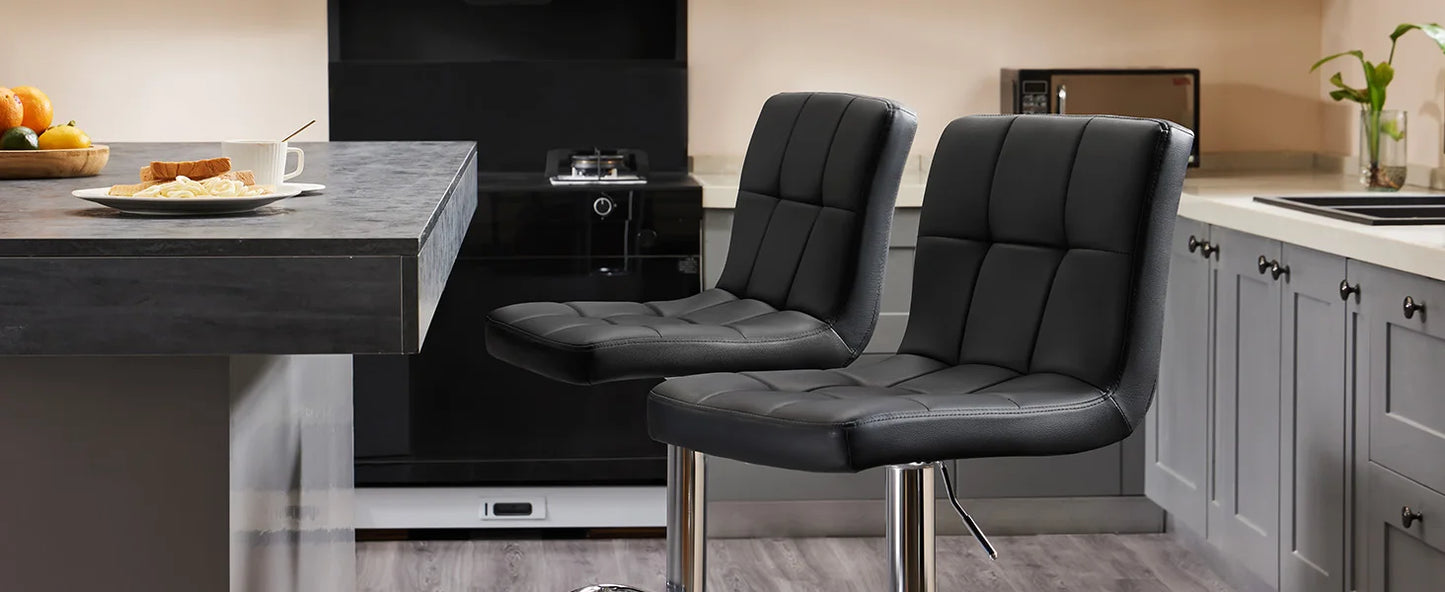 JHK PU Leather Bar Stools With Metal Frame Upholstered Backrest