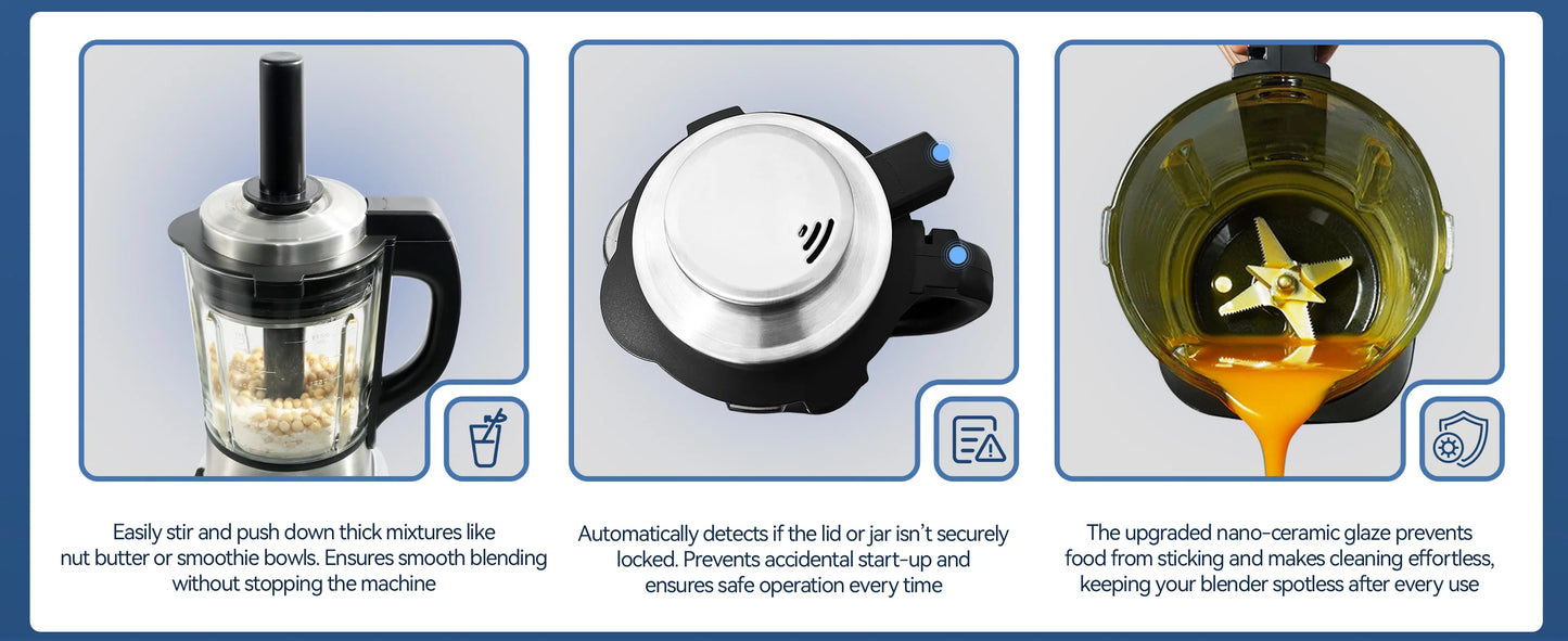 Astralship ASH01-B 1500W High Speed Countertop Blender 14 Presets Auto Clean