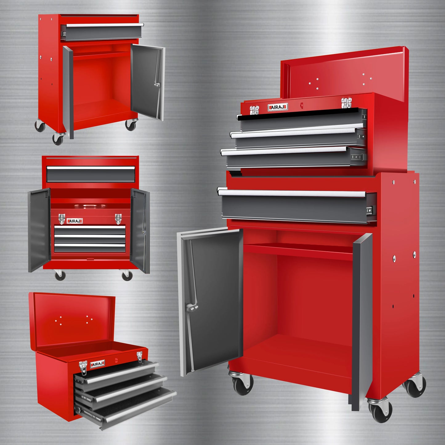 Hign-concerned Lockable Double Door Four Drawer Rolling Tool Chest With Top