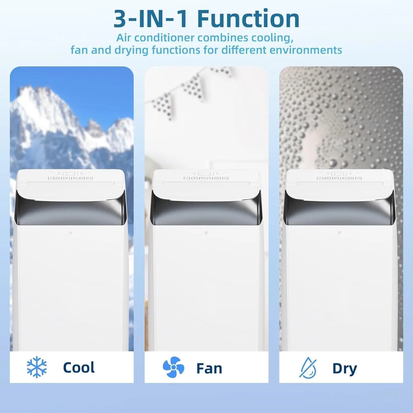 Portable 3-in-1 Air Conditioner With Remote and Window Kit