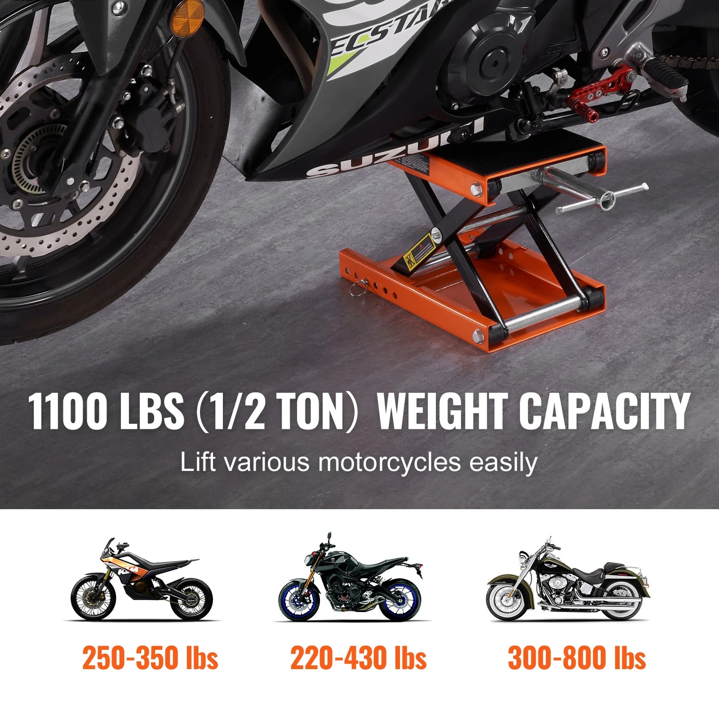 SucceBuy Motorcycle Lift Scissor Lift With Wide Deck Safety Pin