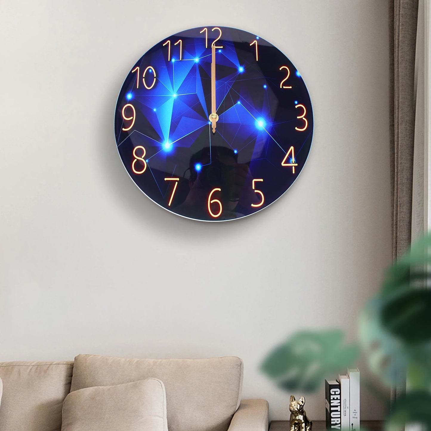 Hign-concerned Diamond Round Wall Clock Modern Interior
