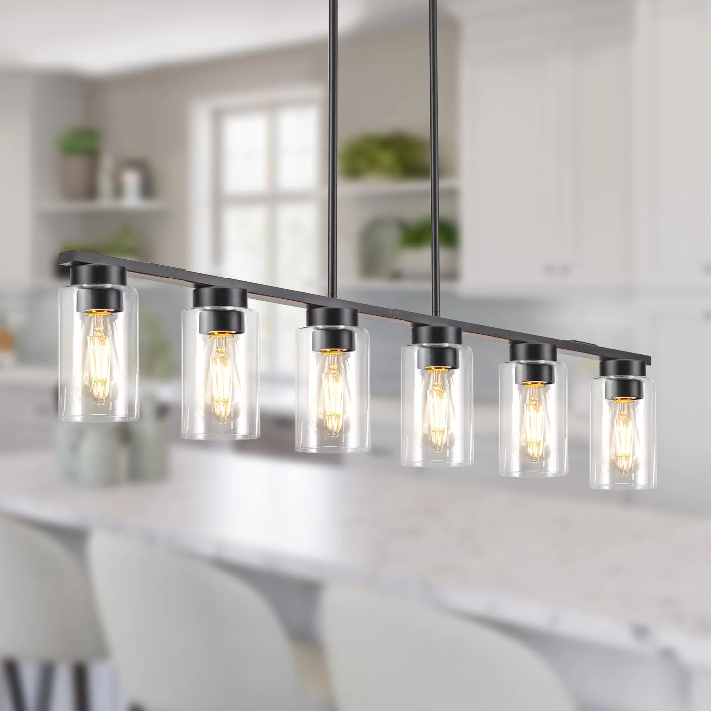 Glass Chandelier 5 to 6 Light Kitchen Island Pendant Light