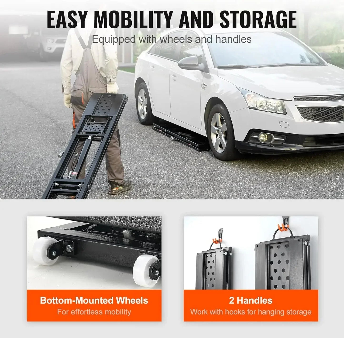 Portable 7000 Lbs Car Lift With Heavy Duty Extended Plates