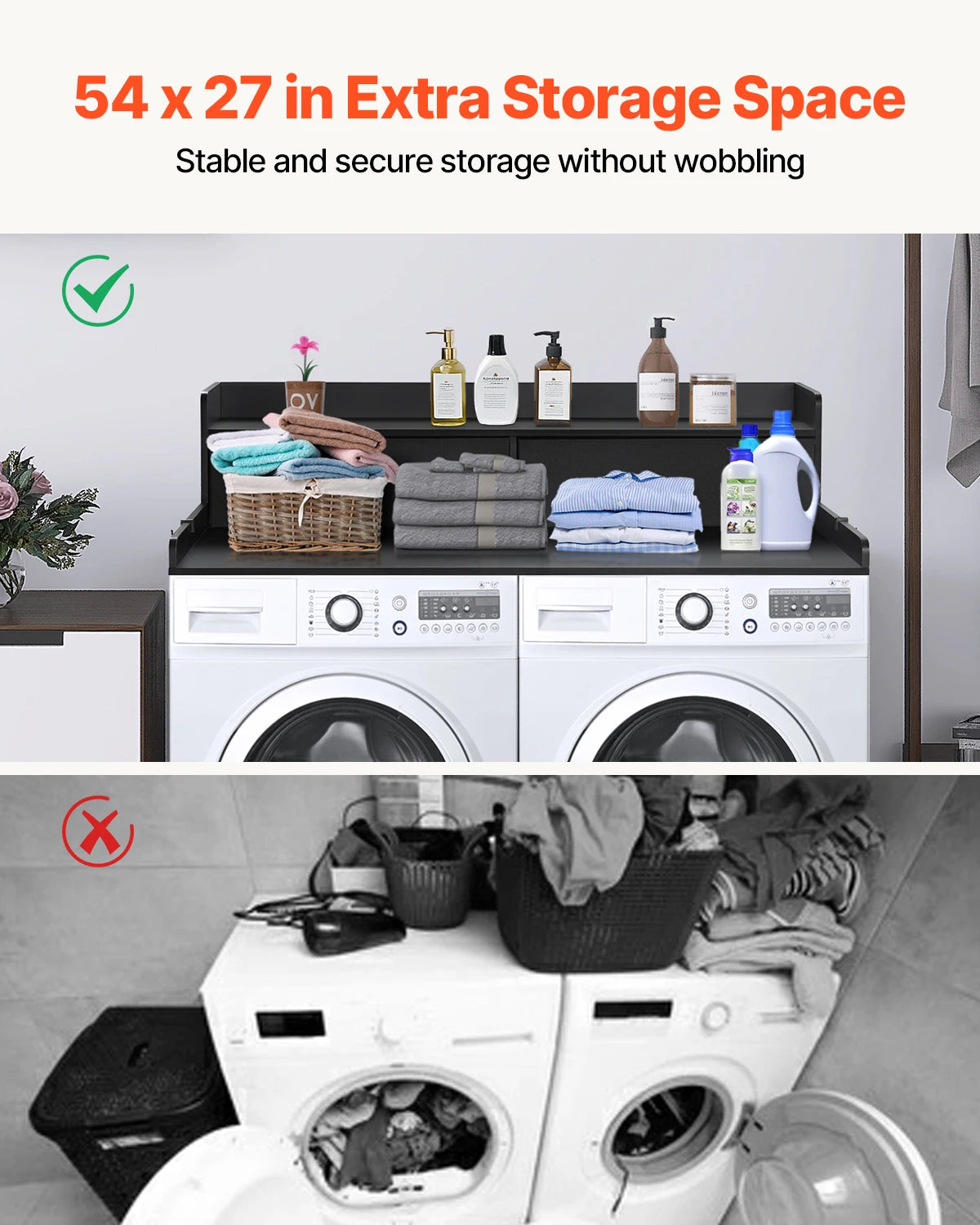 SucceBuy Washer Dryer Countertop Shelf With Drawer For Laundry