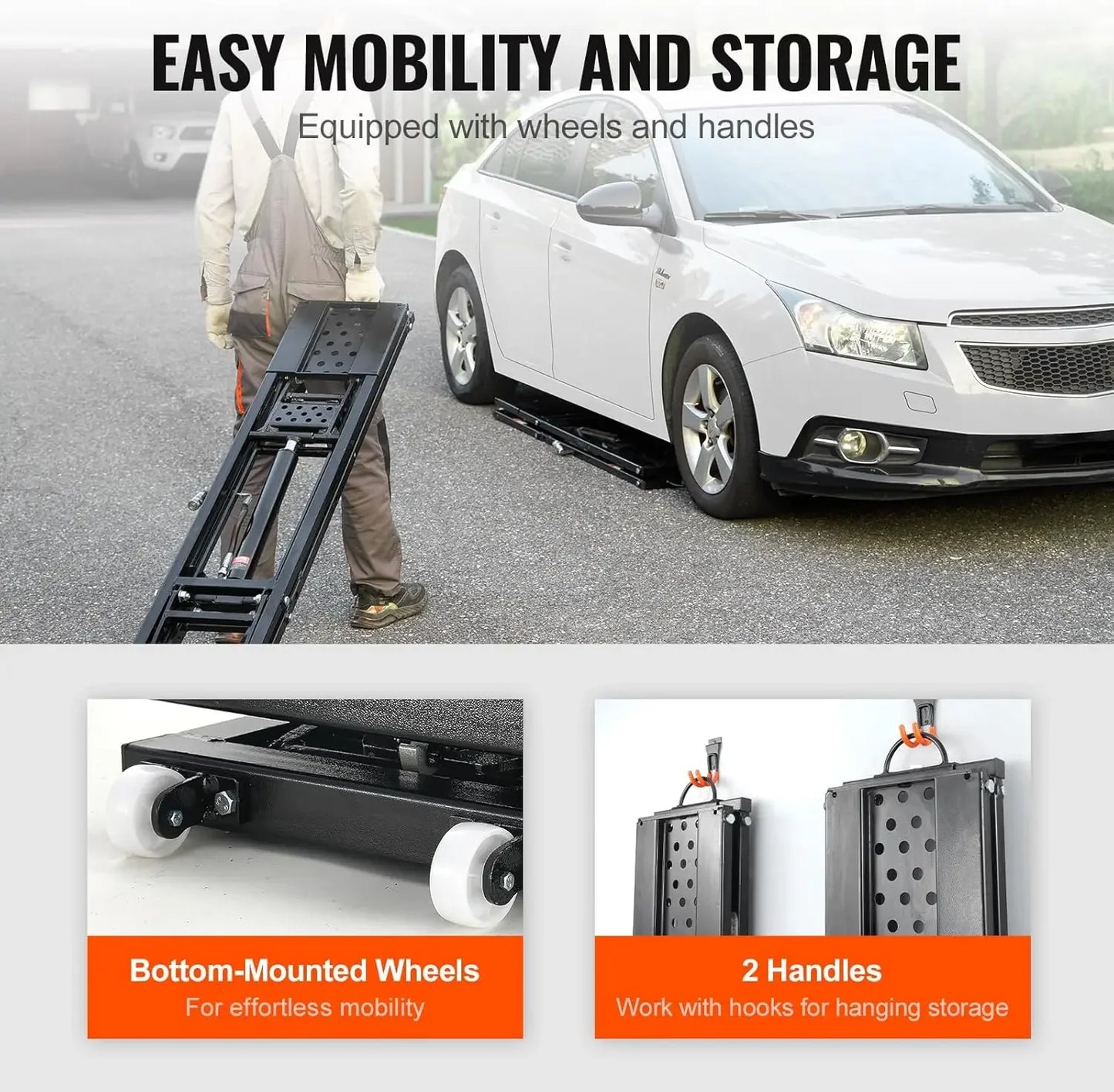 Portable 7000 Lbs Car Lift With Heavy Duty Extended Plates