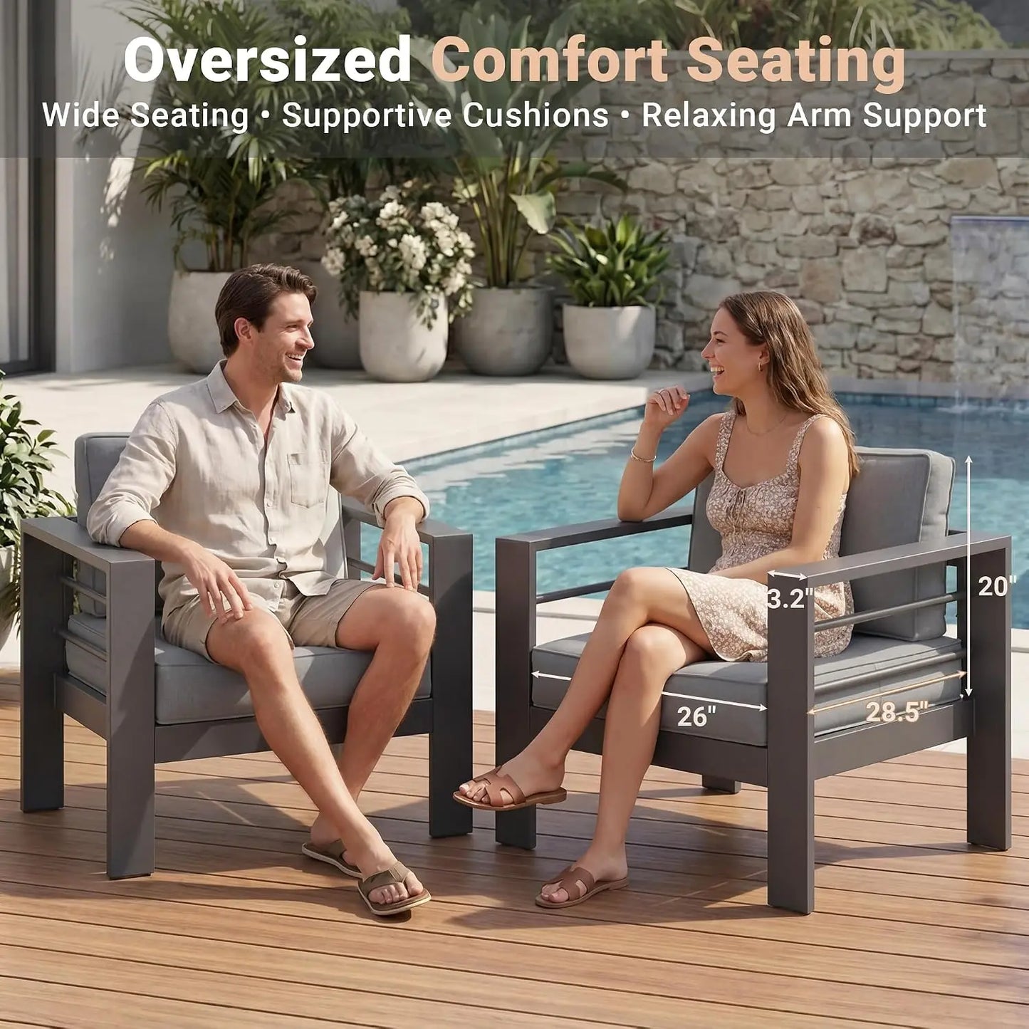 All Weather Aluminum Outdoor Patio Sectional Set for Five People