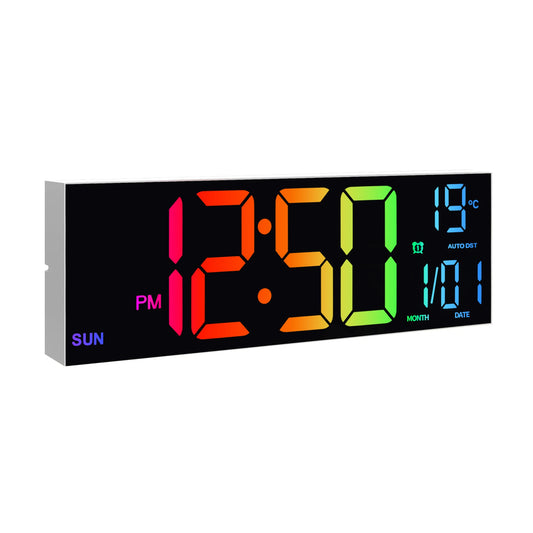Digital Wall Clock with Large LED Display, Remote, Alarm, Temperature