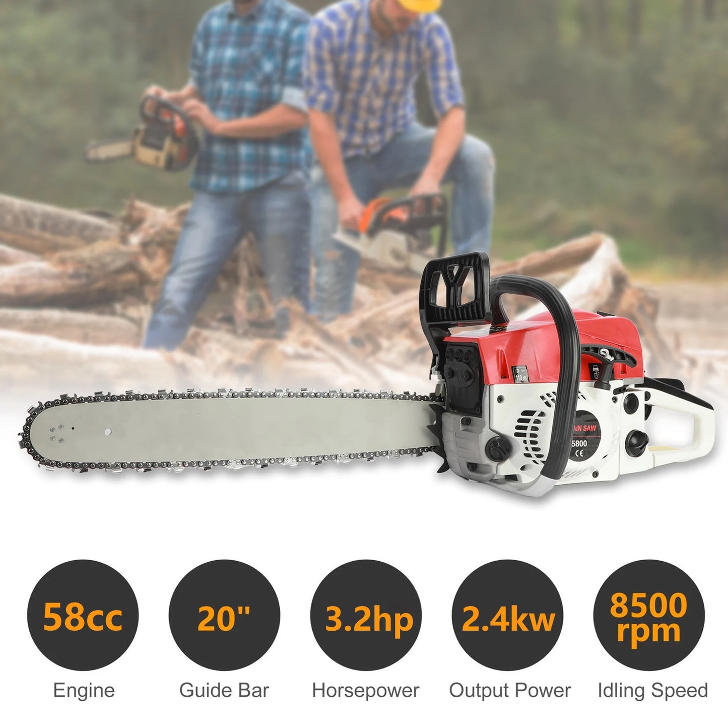 High Power Gas Chainsaw With Ergonomic Handle For Forestry Work