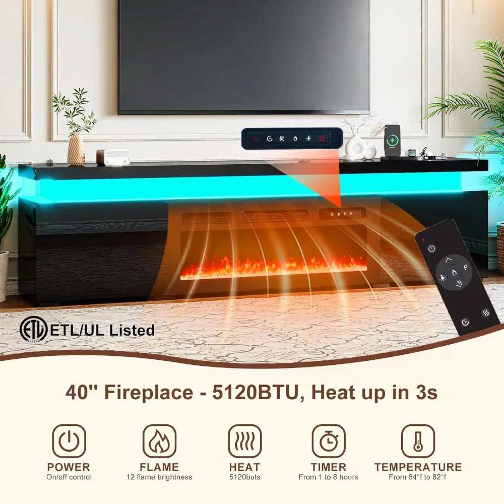 Fireplace TV Stand With LED Lights Entertainment Center