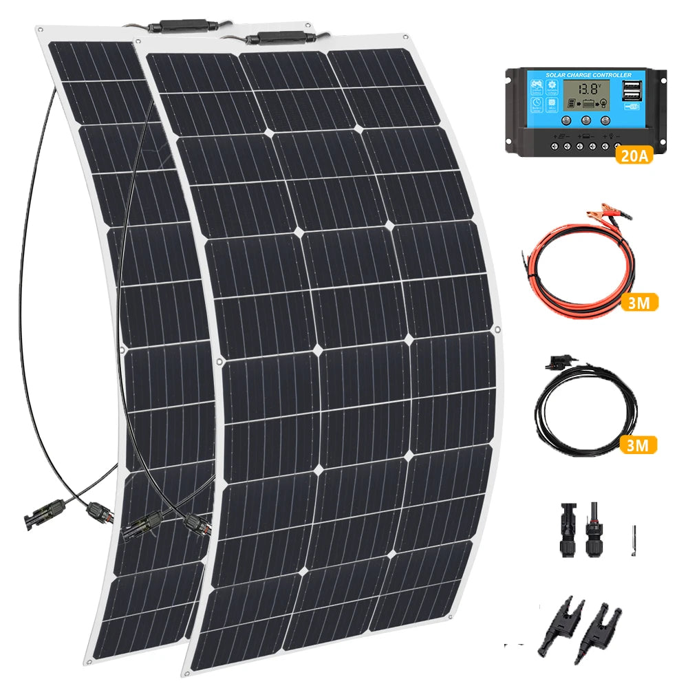 Xinpuguang Solar Panel Kit 12V 100W 200W Flexible 24V