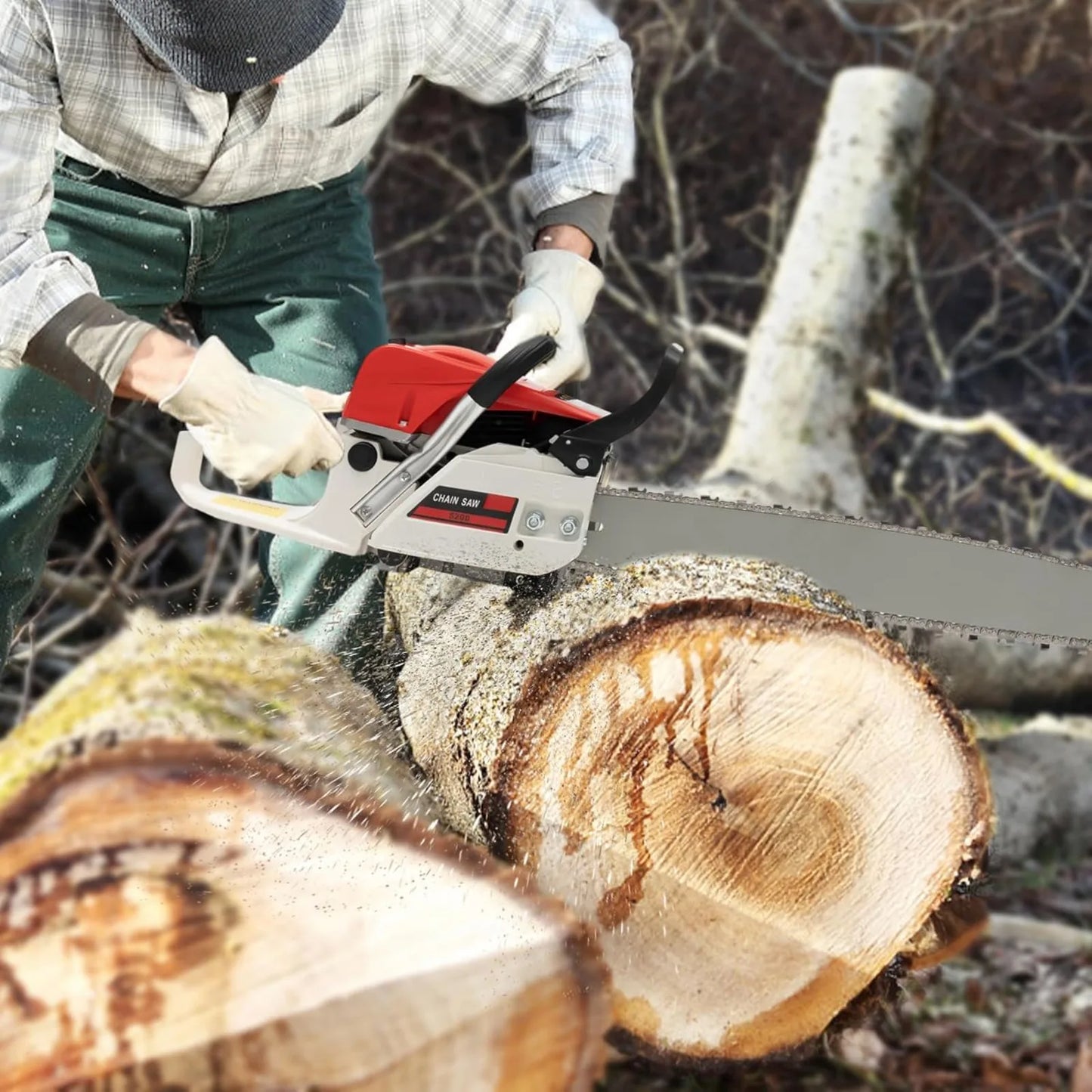 NONE 52cc Gasoline Chainsaw 2Stroke Portable Wood Cutting Saw