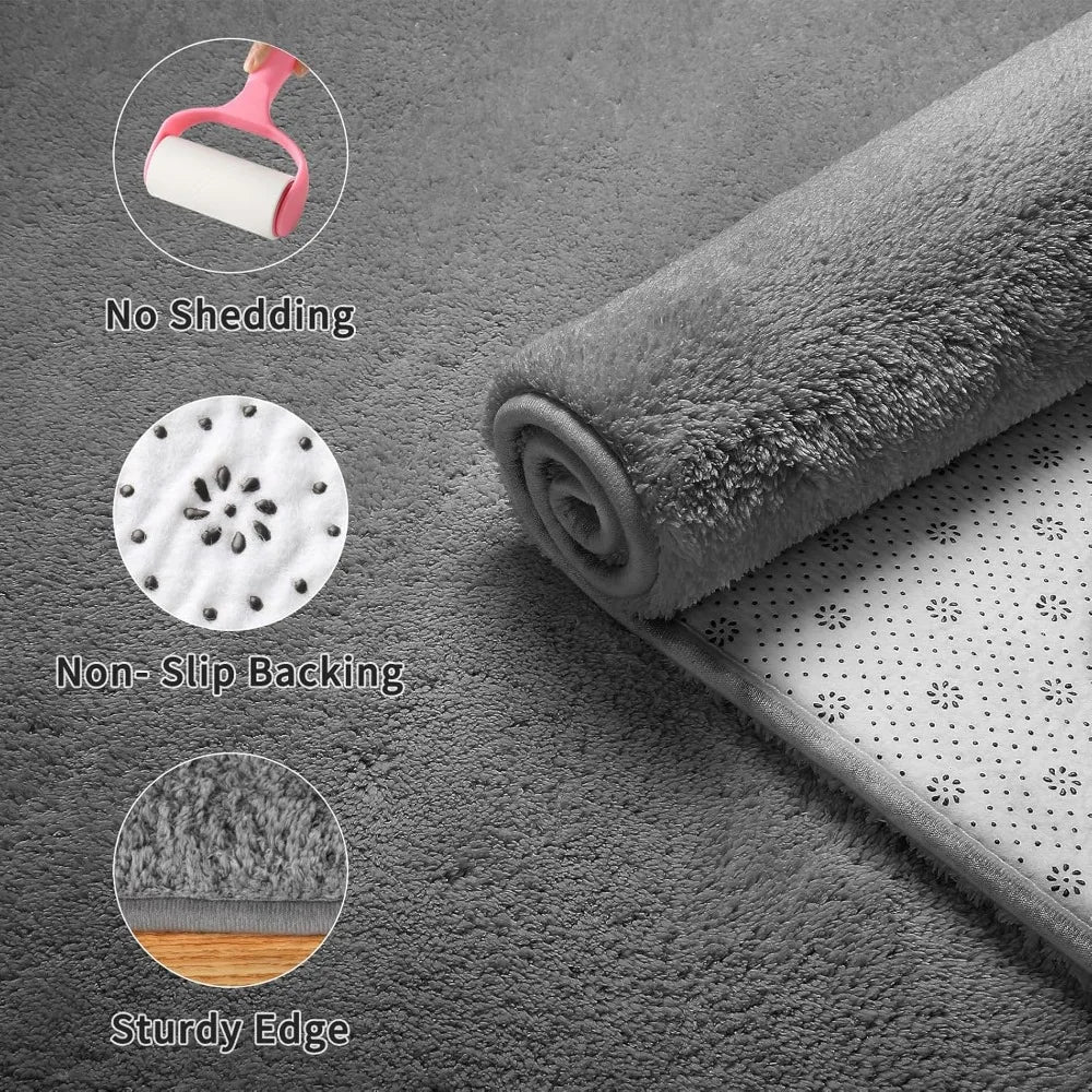 XMSJ Soft Fluffy Polyester Area Rug Non Slip Living Room