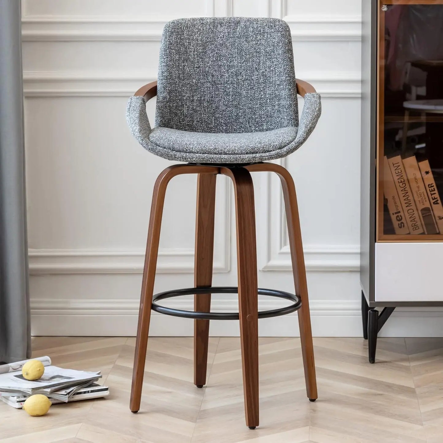 Counter Height Bar Stools Mid Century Modern Walnut Wood
